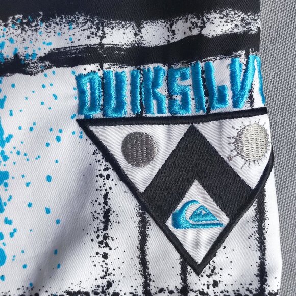 Quiksilver board short men's size 29 white blue black graphic design - Picture 9 of 13